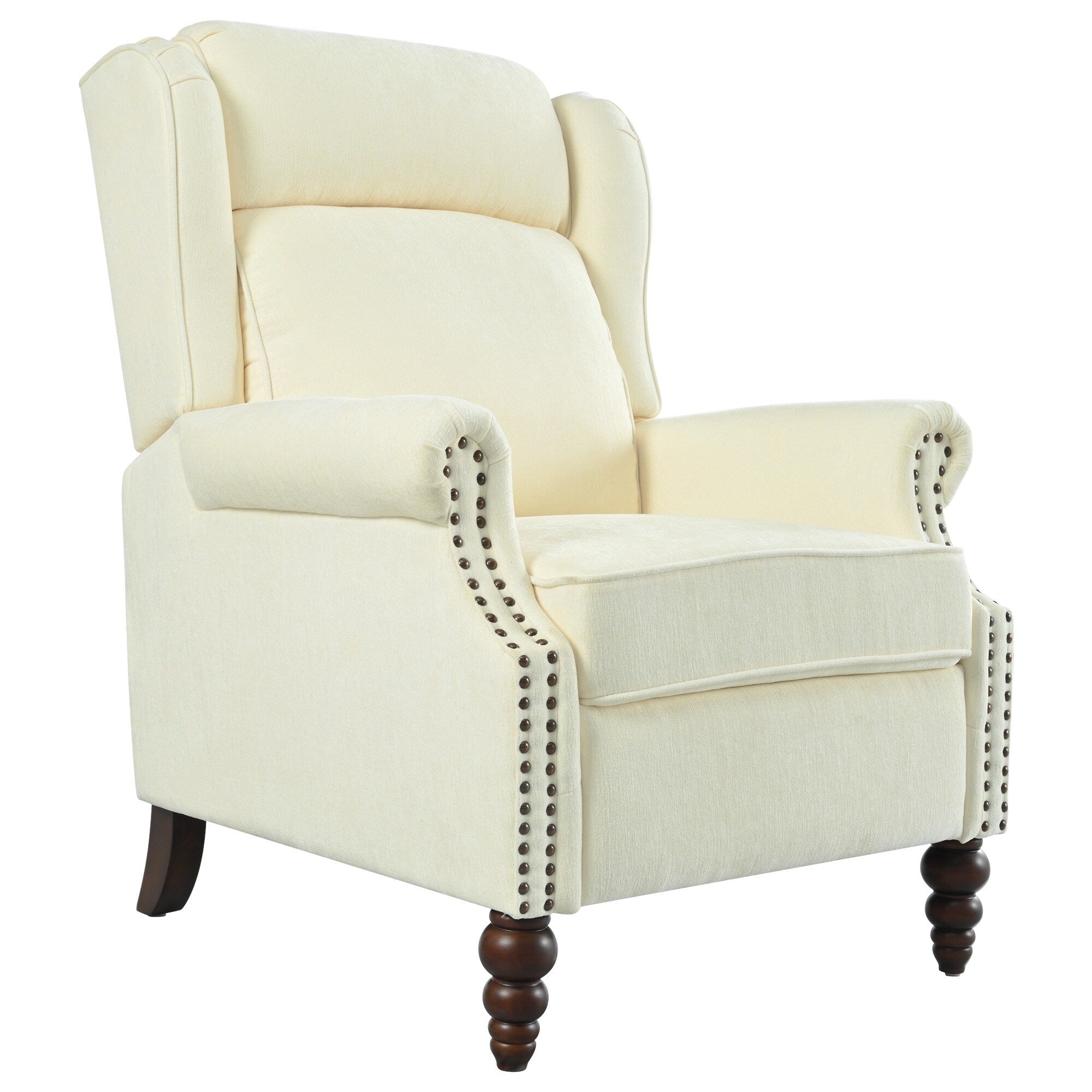 Fauteuil inclinable rembourré avec dossier à oreilles classique et pieds en bois massif en forme de gourde (29,75 $)