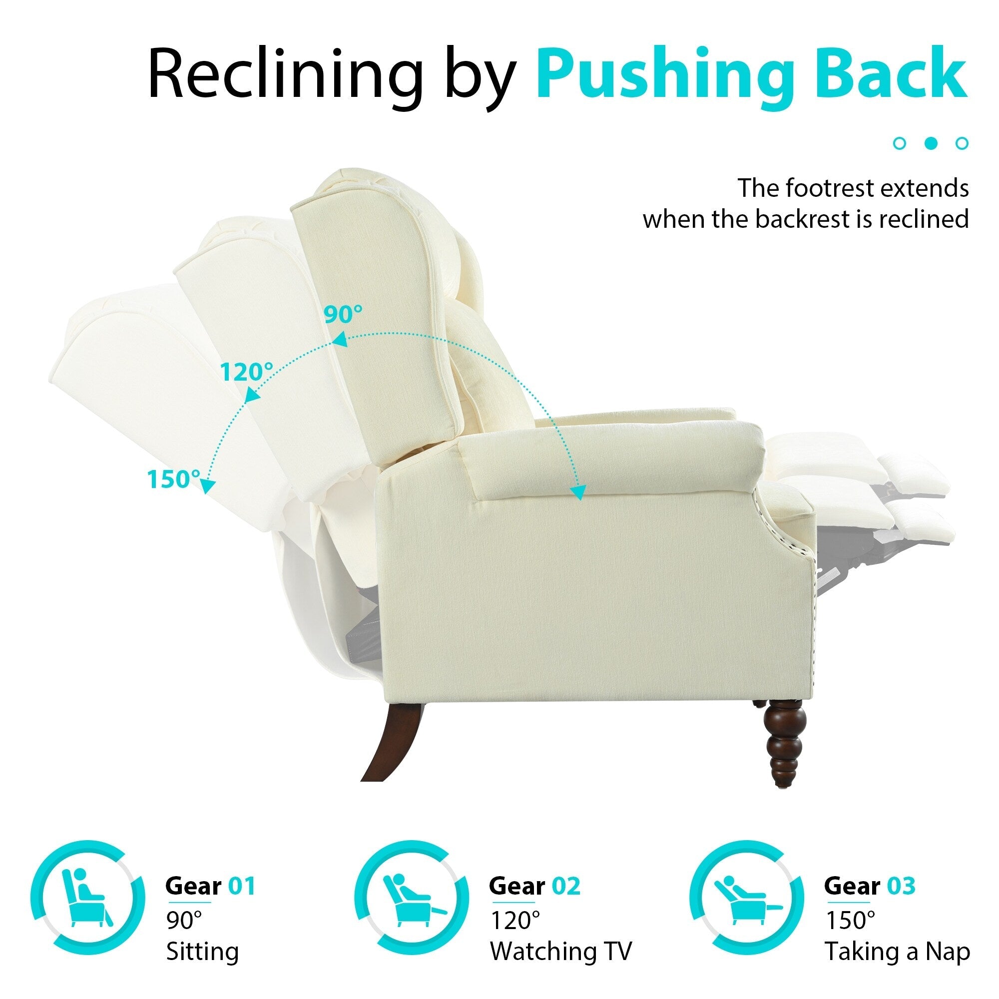 Fauteuil inclinable rembourré à dossier relevable 29,75