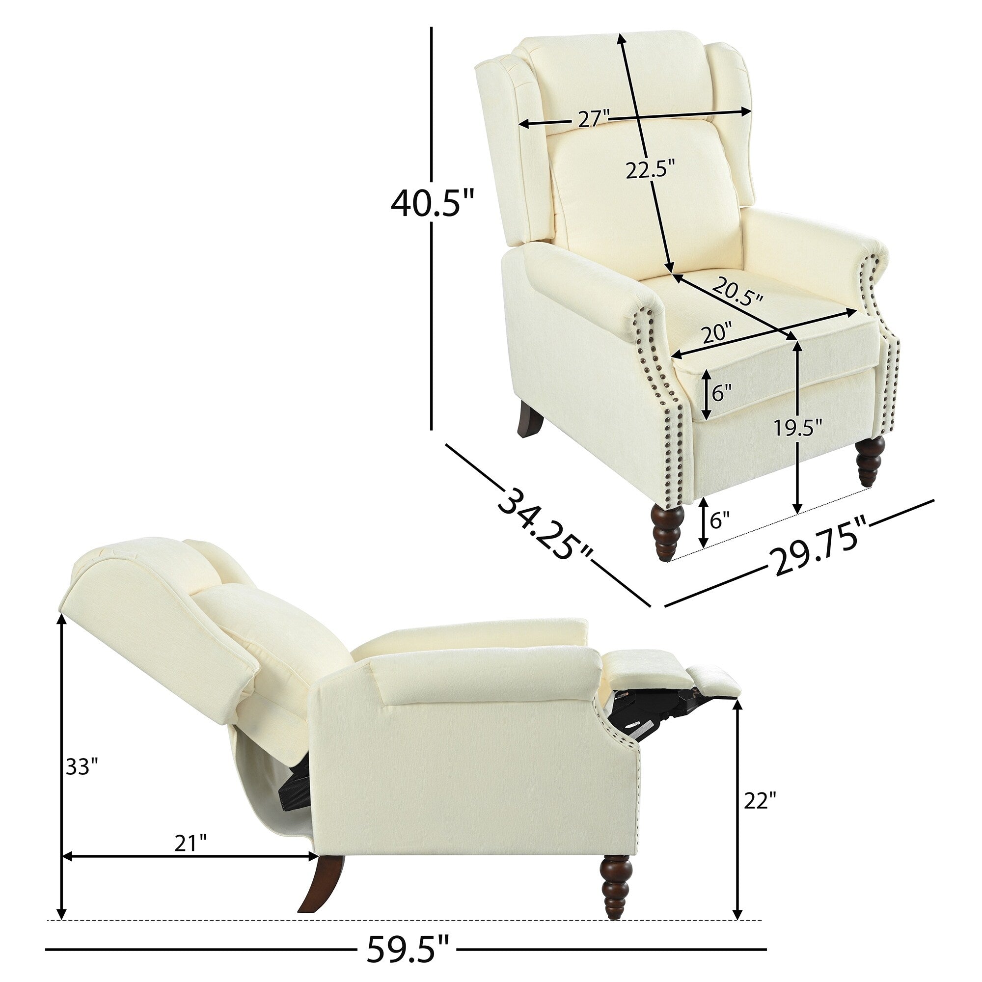Fauteuil inclinable rembourré à dossier relevable 29,75
