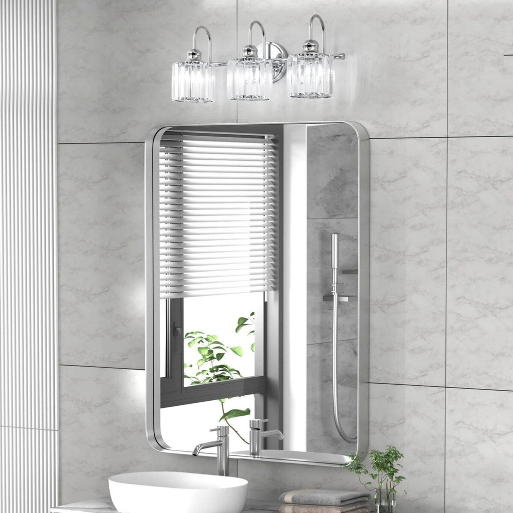 Applique murale linéaire moderne à 3 ou 4 lumières en cristal à intensité variable pour salle de bain