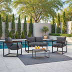 Ensemble de salon de jardin 4 pièces en toile résistante aux intempéries avec coussins et chaises lavables