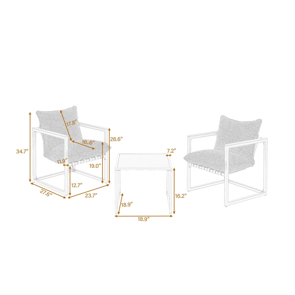 Ensemble de salon de jardin 4 pièces en toile résistante aux intempéries avec coussins et chaises lavables
