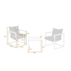 Ensemble de salon de jardin 4 pièces en toile résistante aux intempéries avec coussins et chaises lavables