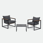 Ensemble de salon de jardin 4 pièces en toile résistante aux intempéries avec coussins et chaises lavables