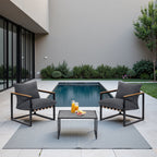 Ensemble de salon de jardin 4 pièces en toile résistante aux intempéries avec coussins et chaises lavables