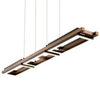 Lustre linéaire en bois à 3/5 lumières LED intégrées pour îlot de cuisine