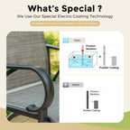 Ensemble de 3/5 tabourets de bar de patio avec table aspect bois et tabourets de bar pivotants en tissu textilène gris