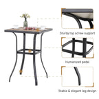 Ensemble de 3/5 tabourets de bar de patio avec table aspect bois et tabourets de bar pivotants en tissu textilène gris