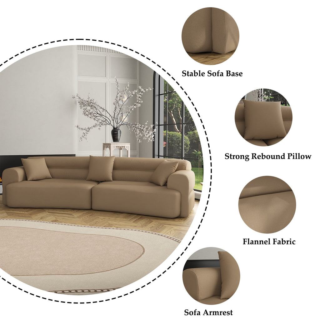 Canapé 3 à 5 places confortable et rembourré avec 3 coussins moelleux