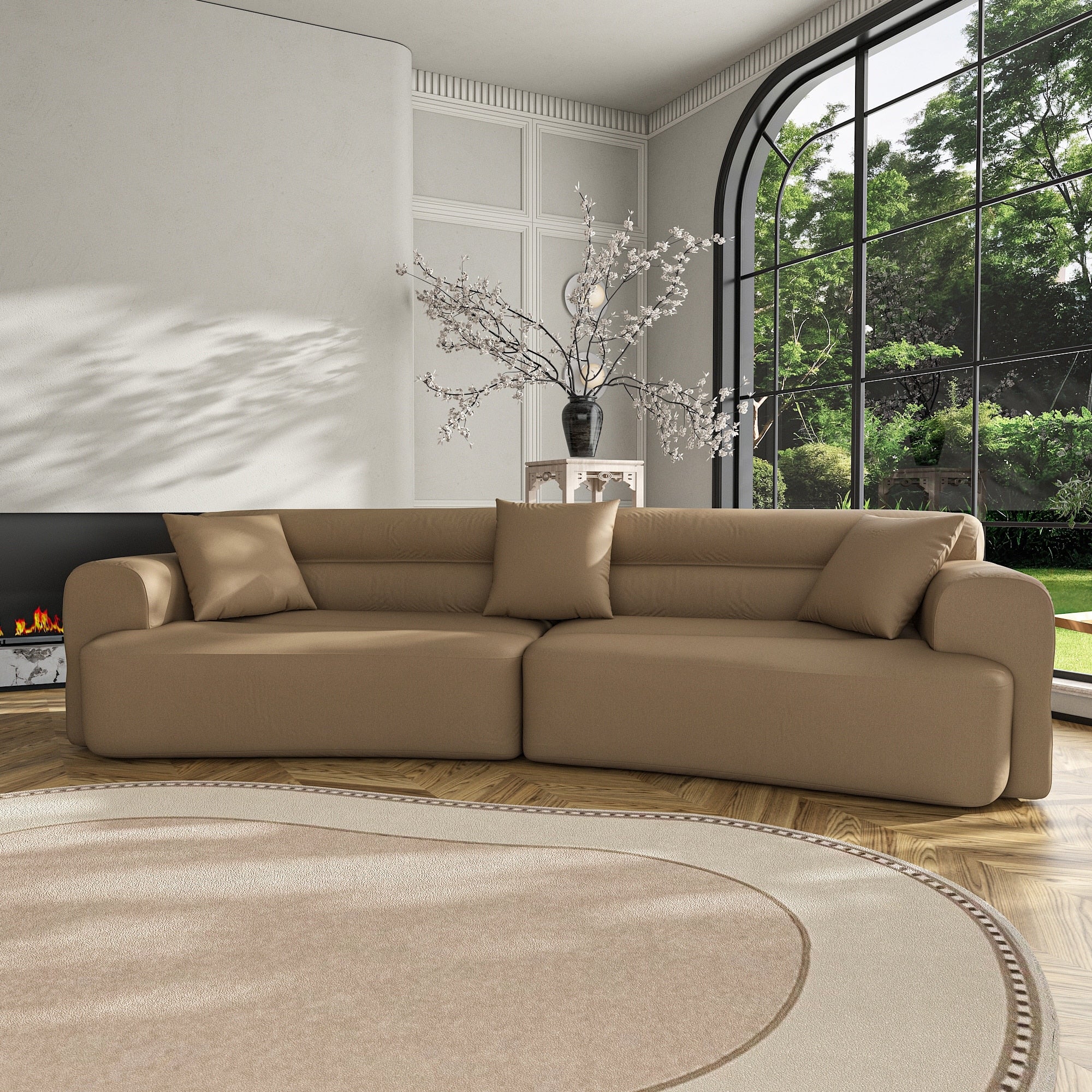 Canapé 3 à 5 places confortable et rembourré avec 3 coussins moelleux