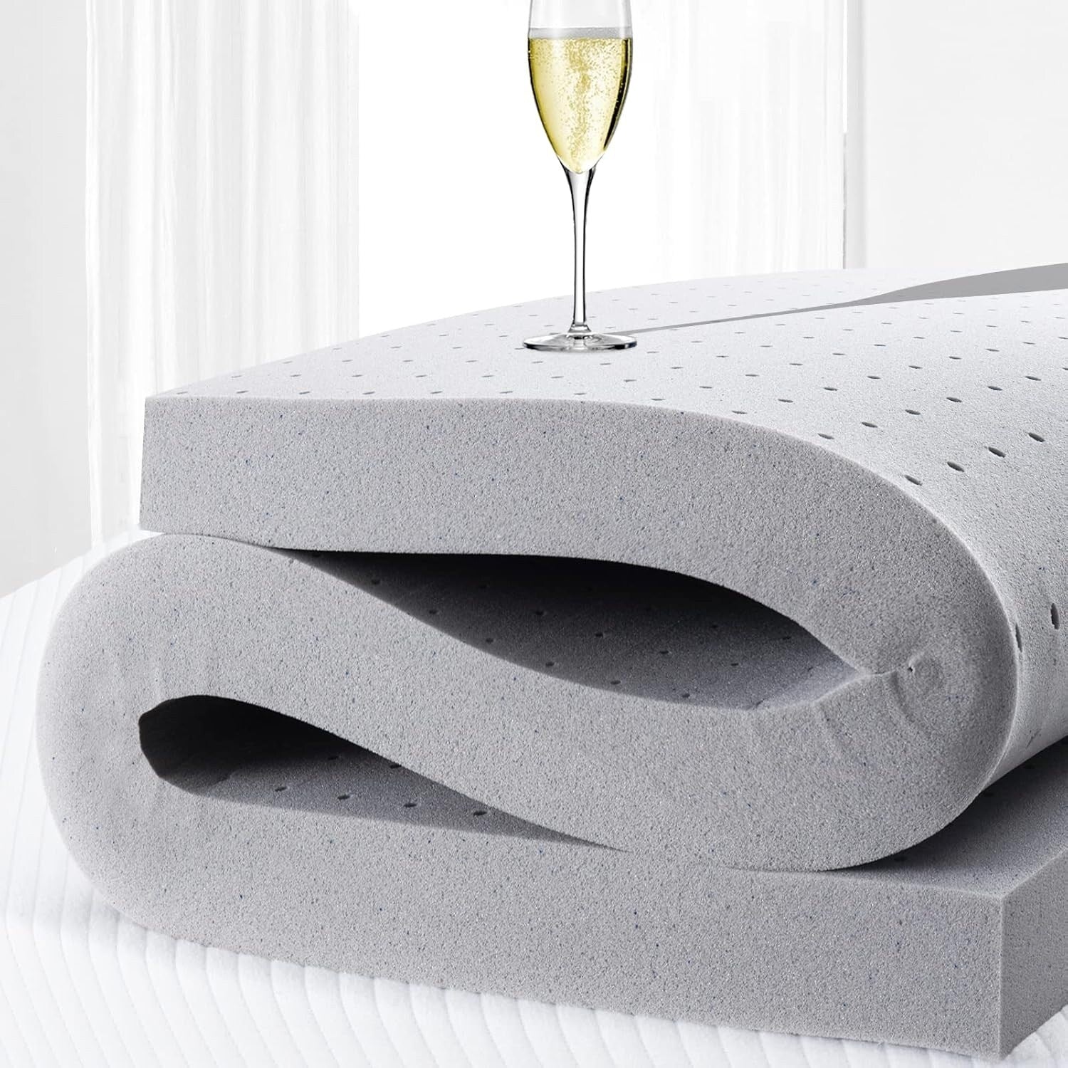 Surmatelas en mousse à mémoire de forme King Gel de 7,6 cm, rafraîchissant, doux et soulageant la pression, CertiPUR