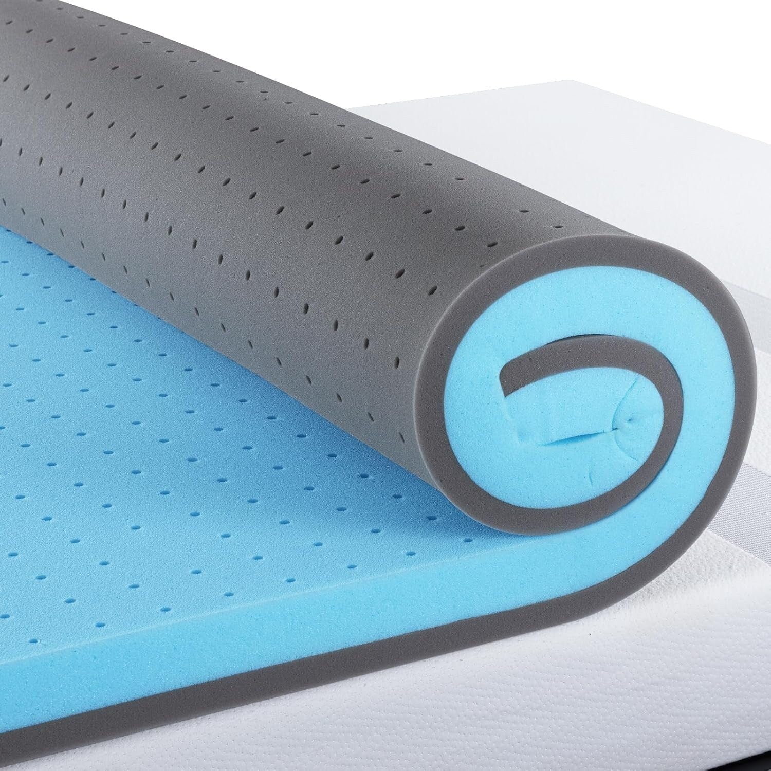 Surmatelas en mousse à mémoire de forme double de 7,6 cm, rafraîchissant, soulageant la pression et les douleurs dorsales, CertiPUR
