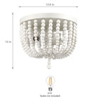 Plafonnier encastré à 3 lumières en bois blanc antique de style bohème