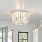 Plafonnier encastré à 3 lumières en bois blanc antique de style bohème