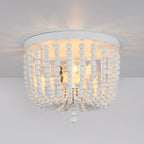 Plafonnier encastré à 3 lumières en bois blanc antique de style bohème