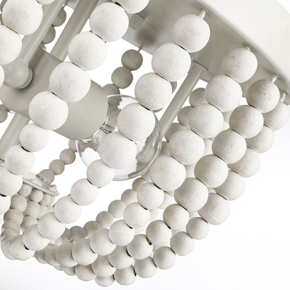 Plafonnier encastré à 3 lumières en bois blanc antique de style bohème