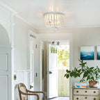 Plafonnier encastré à 3 lumières en bois blanc antique de style bohème