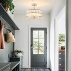 Plafonnier semi-encastré à 3 lumières en cristal pour salon et couloir