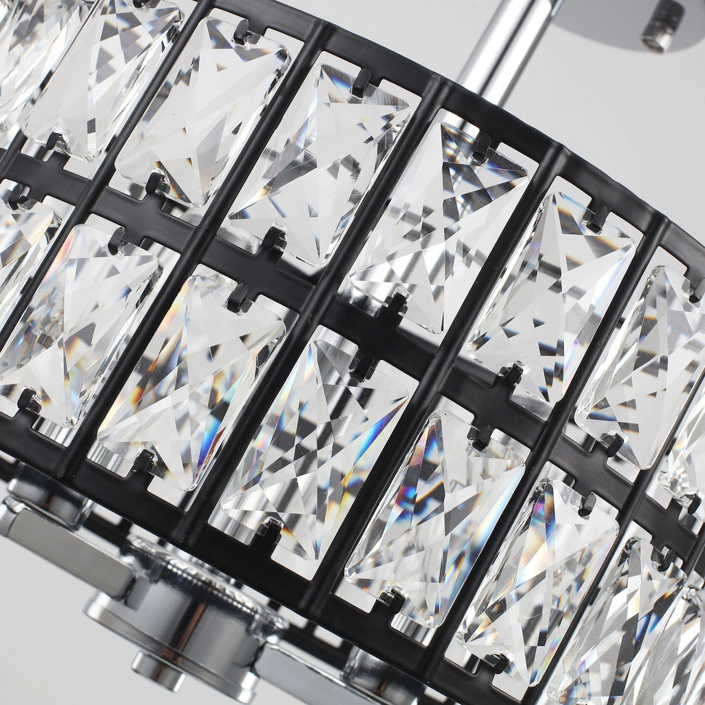 Plafonnier semi-encastré à 3 lumières en cristal pour salon et couloir