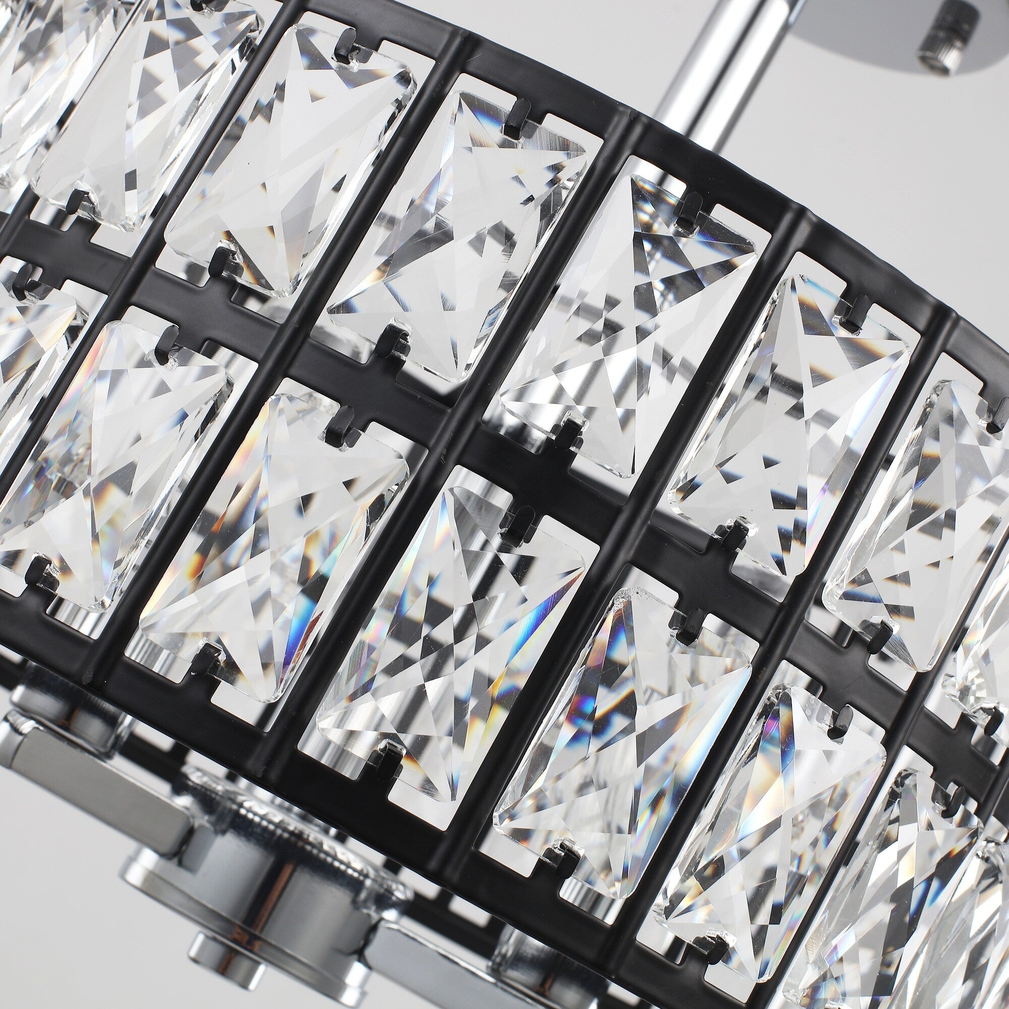 Plafonnier semi-encastré à 3 lumières en cristal pour salon et couloir