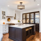 Plafonnier semi-encastré à 3 lumières en cristal pour salon et couloir