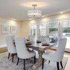 Plafonnier semi-encastré à 3 lumières en cristal pour salon et couloir