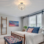 Plafonnier semi-encastré à 3 lumières en cristal pour salon et couloir