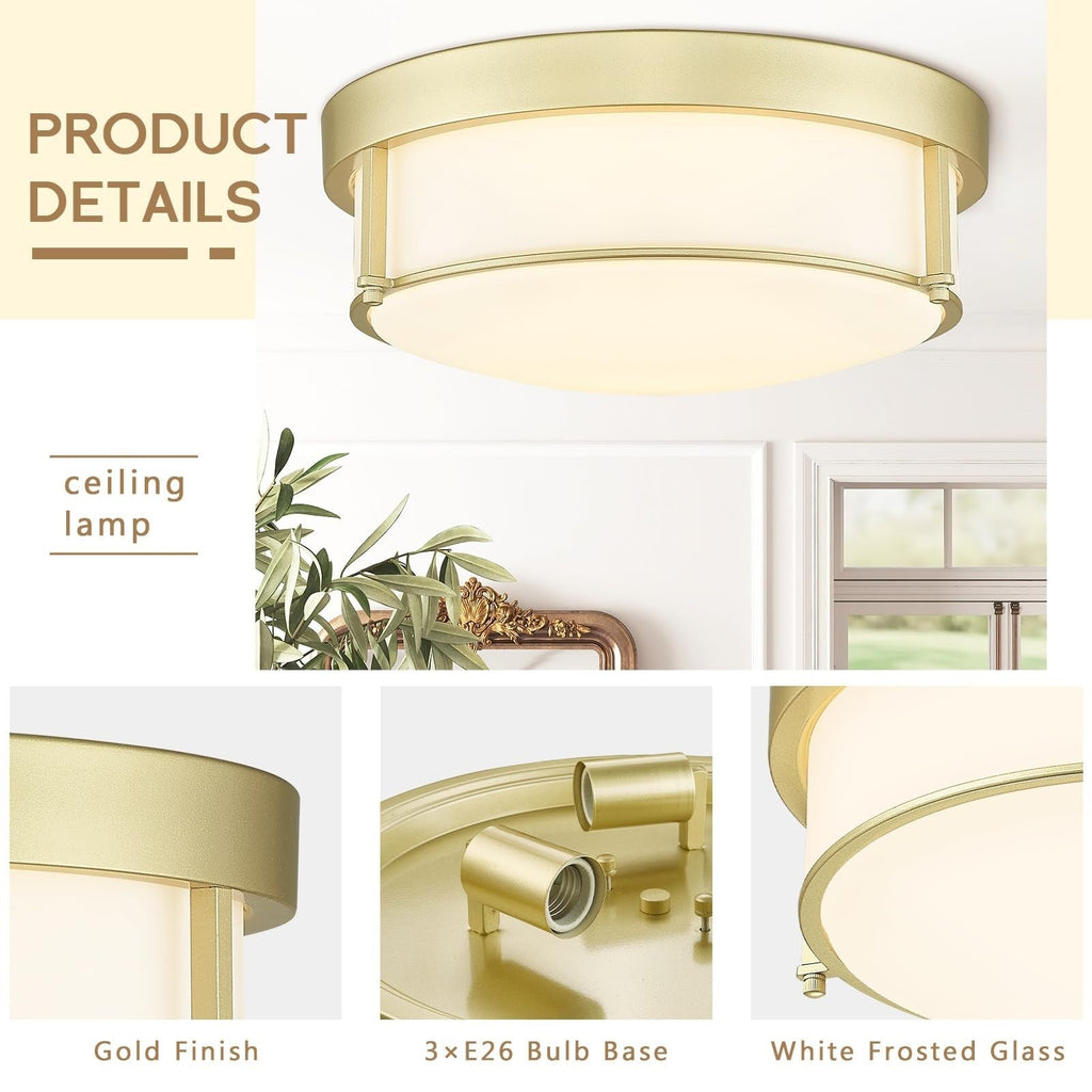 Plafonnier encastré à 3 lampes en verre grainé