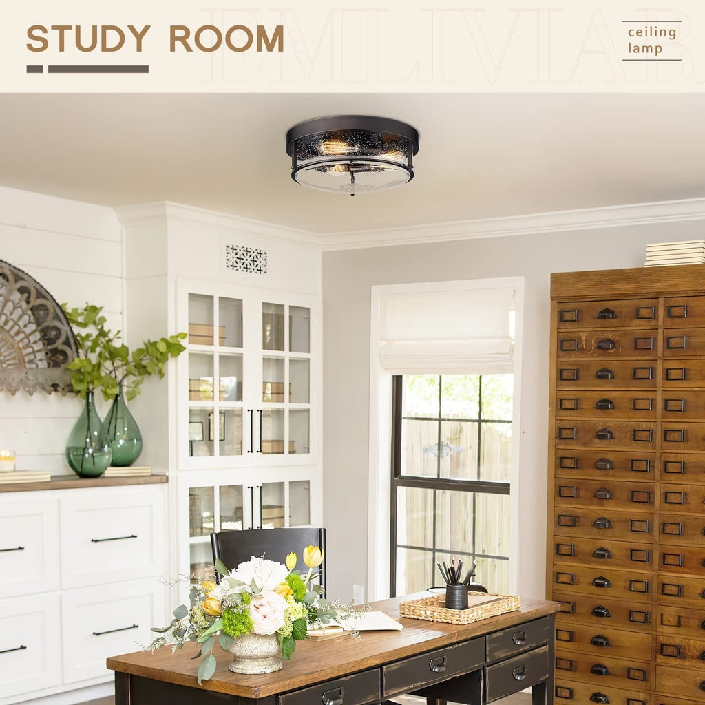 Plafonnier encastré à 3 lampes en verre grainé