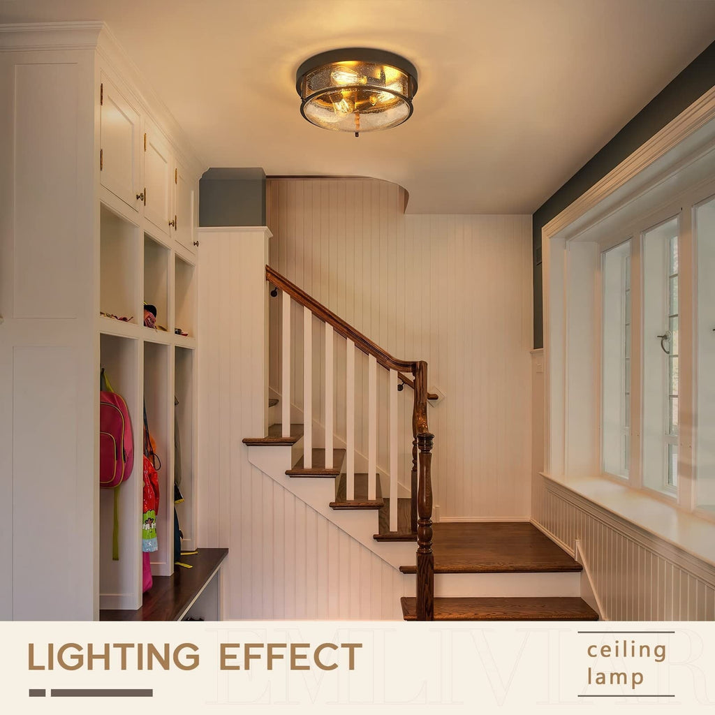 Plafonnier encastré à 3 lampes en verre grainé