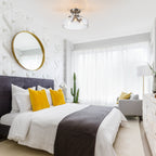 Plafonnier semi-encastré C Cattleya à 3 lumières en nickel satiné avec abat-jour en verre