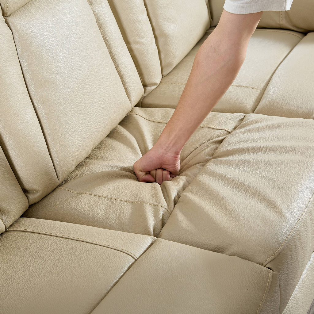 Ensemble de salon 3 pièces en cuir reconstitué avec canapé inclinable, causeuse et fauteuil