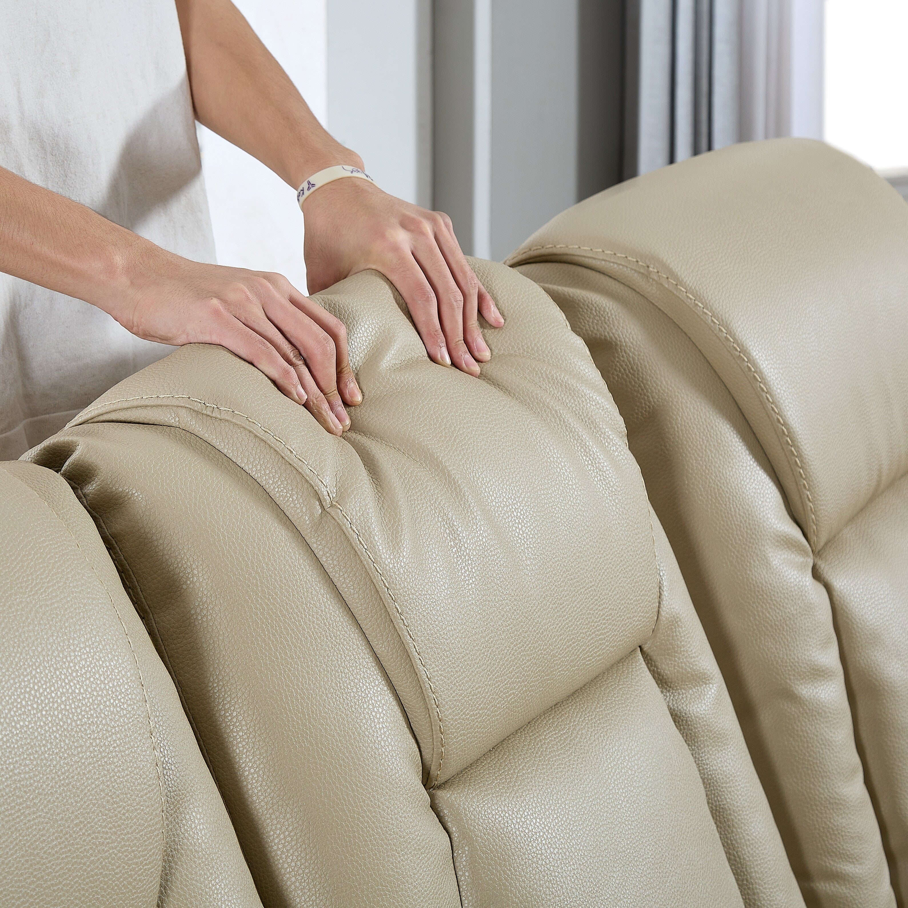 Ensemble de salon 3 pièces en cuir reconstitué avec canapé inclinable, causeuse et fauteuil