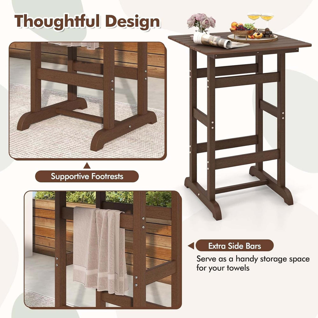 Ensemble bistro 3 pièces en PEHD pour patio, tabourets de bar à hauteur de comptoir avec table