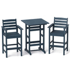 Ensemble bistro 3 pièces en PEHD pour patio, tabourets de bar à hauteur de comptoir avec table