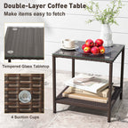 Ensemble de 3 chaises à bascule en osier pour patio avec table basse à 2 niveaux