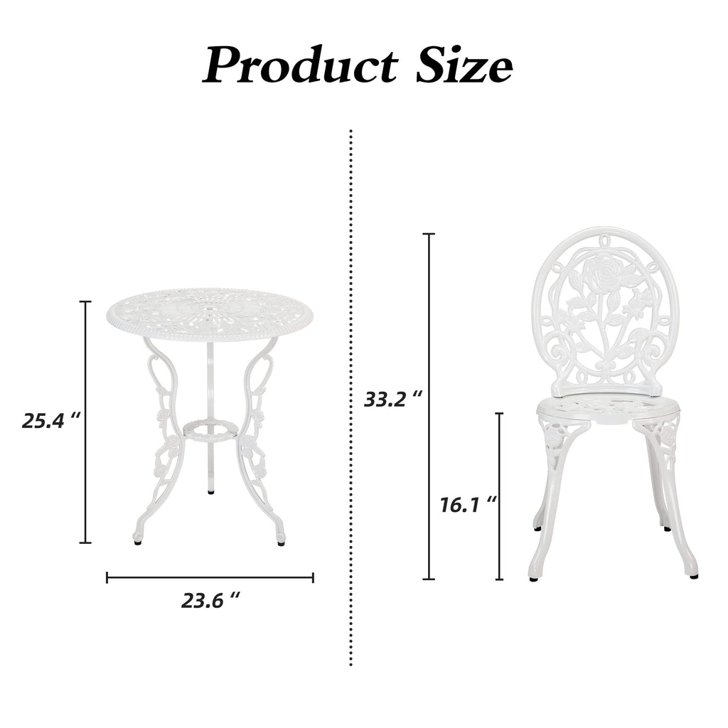Ensemble de rosiers d'extérieur en aluminium 3 pièces avec table