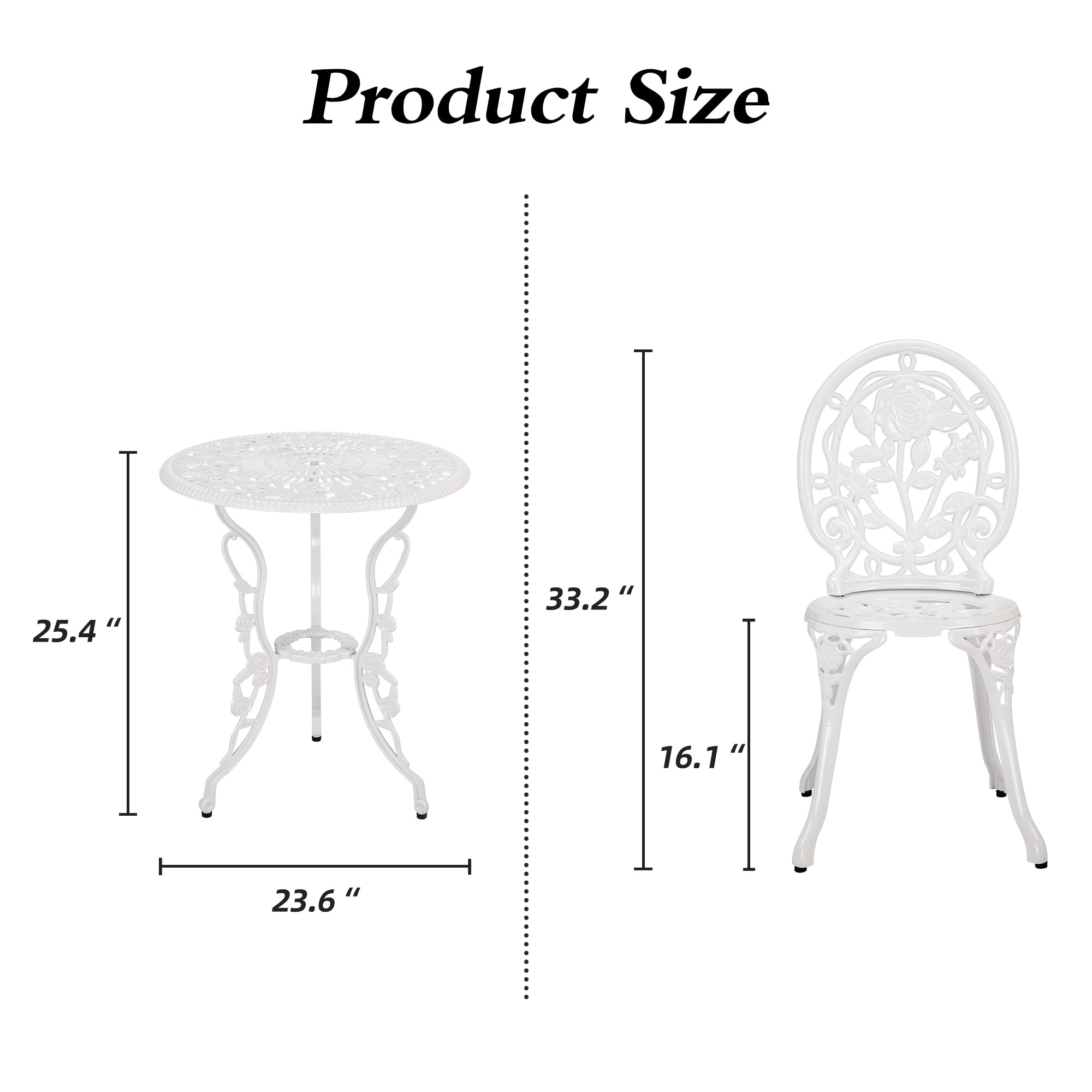 Ensemble de rosiers d'extérieur en aluminium 3 pièces avec table