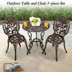 Ensemble de rosiers d'extérieur en aluminium 3 pièces avec table