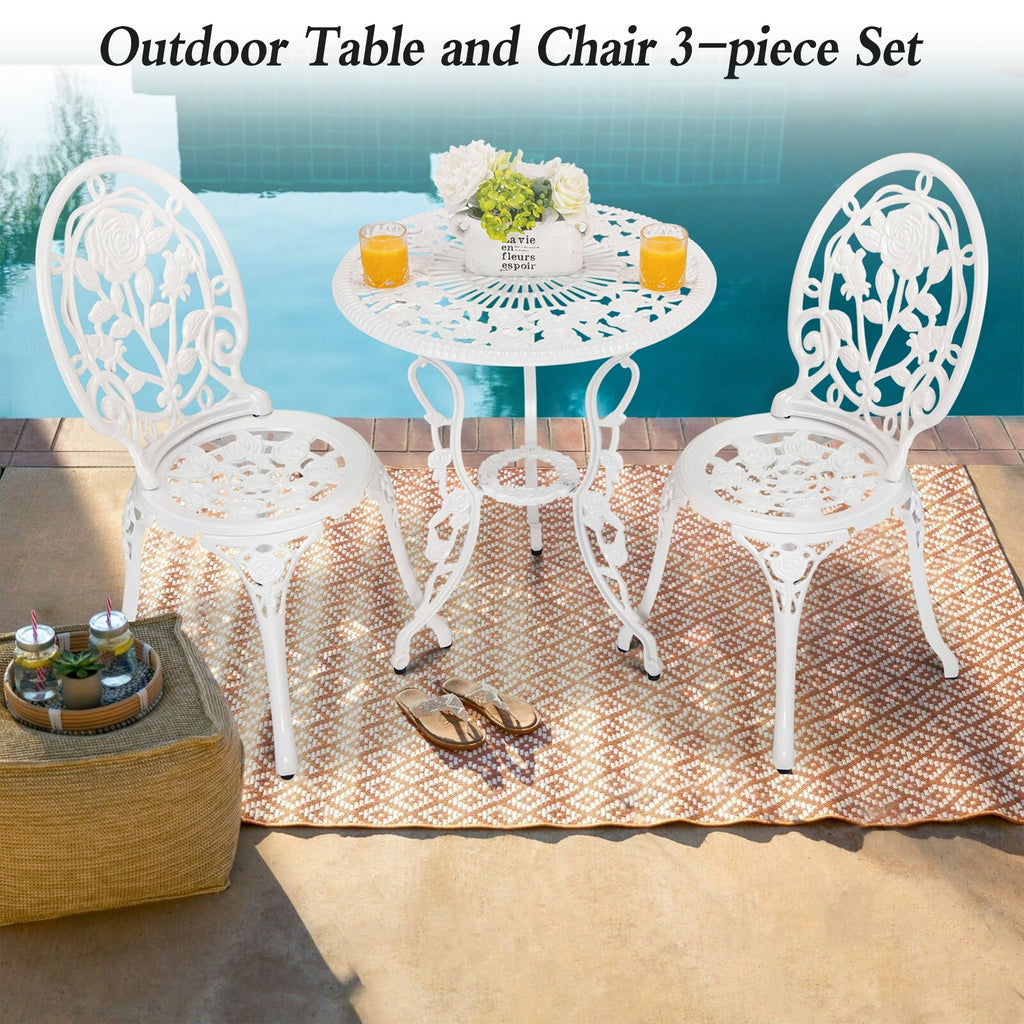 Ensemble de rosiers d'extérieur en aluminium 3 pièces avec table