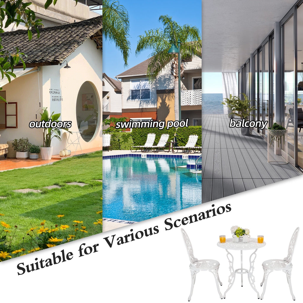 Ensemble de rosiers d'extérieur en aluminium 3 pièces avec table