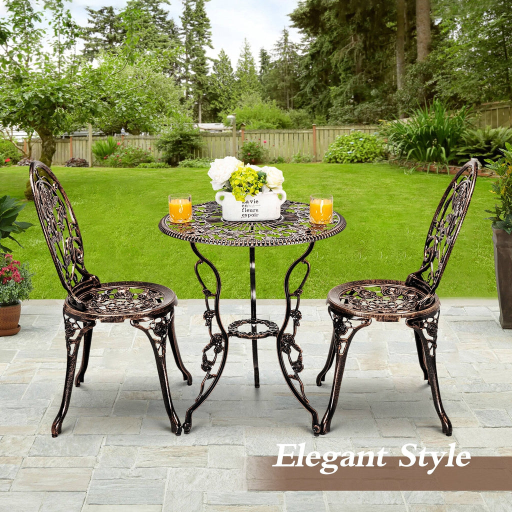 Ensemble de rosiers d'extérieur en aluminium 3 pièces avec table