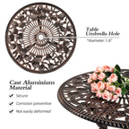 Ensemble de rosiers d'extérieur en aluminium 3 pièces avec table