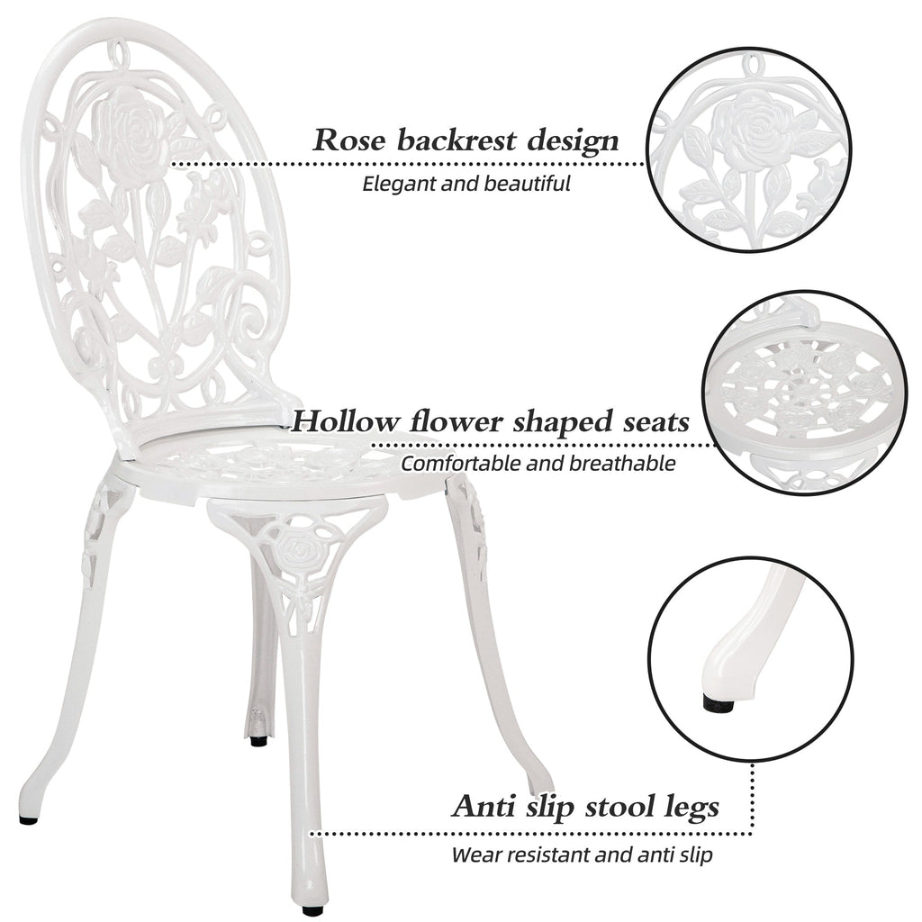 Ensemble de rosiers d'extérieur en aluminium 3 pièces avec table