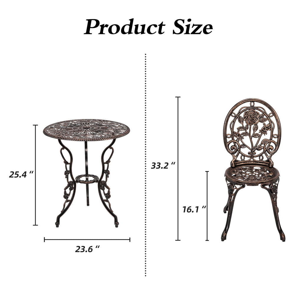 Ensemble de rosiers d'extérieur en aluminium 3 pièces avec table