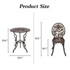 Ensemble de rosiers d'extérieur en aluminium 3 pièces avec table