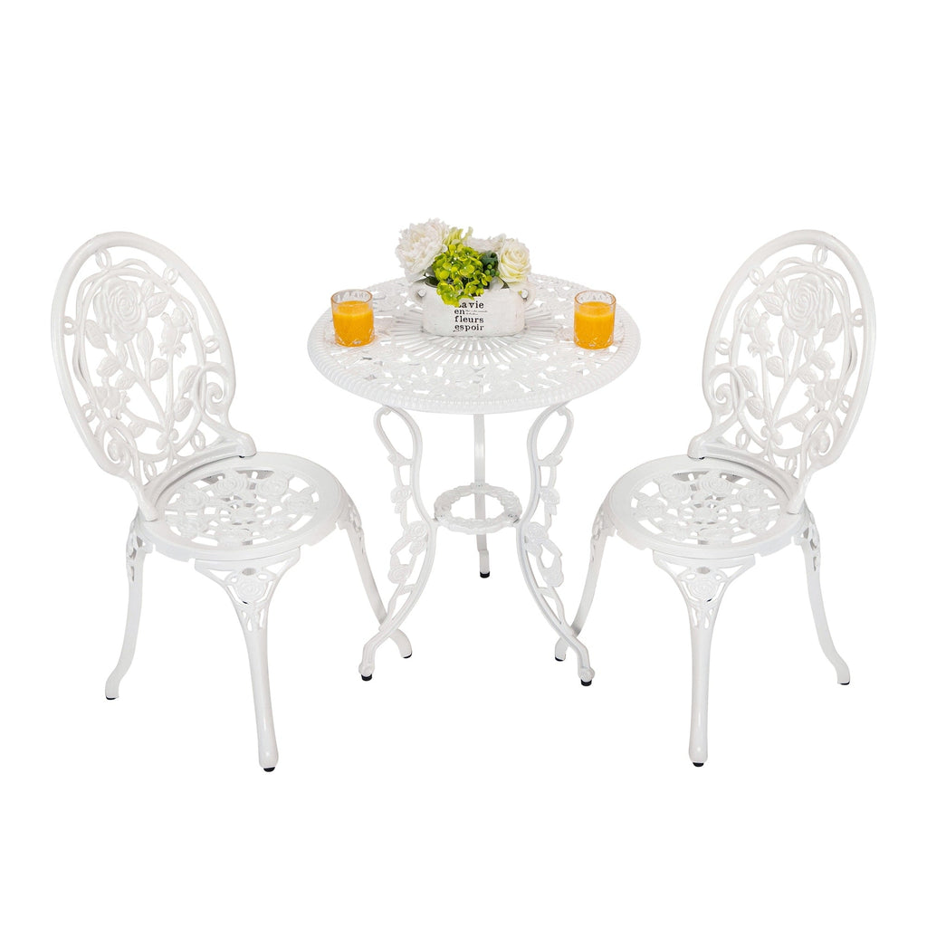 Ensemble de rosiers d'extérieur en aluminium 3 pièces avec table