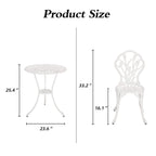 Ensemble de patio extérieur tulipe 3 pièces en aluminium avec table