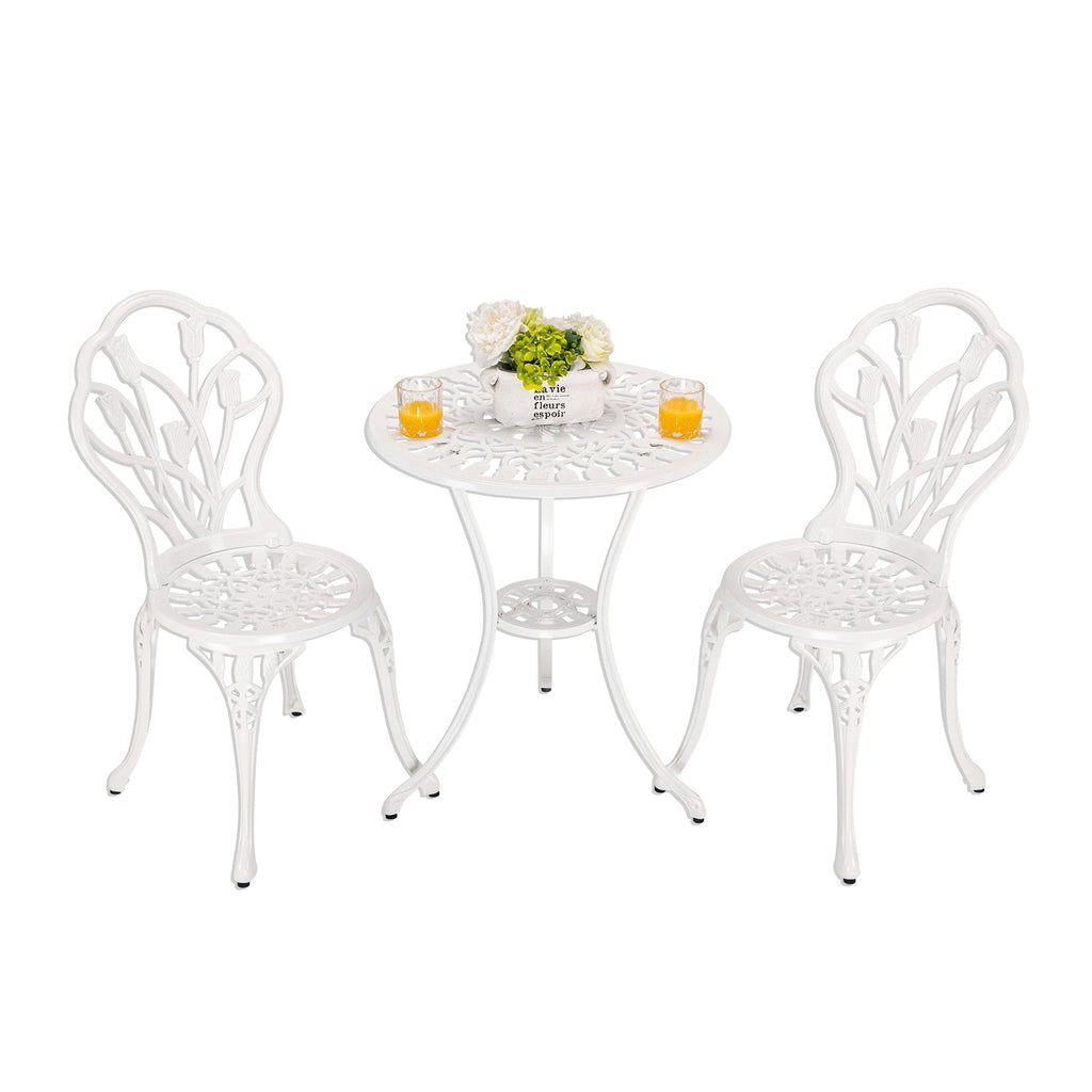 Ensemble de patio extérieur tulipe 3 pièces en aluminium avec table