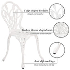Ensemble de patio extérieur tulipe 3 pièces en aluminium avec table